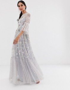 Голубое платье макси Needle & Thread dragonfly - Синий