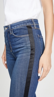 LAGENCE Margot High Rise Skinny Jeans with Satin Tuxedo Stripes