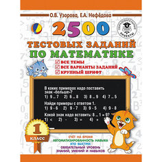 Развивающая книга "2500 тестовых заданий по математике" 3000 примеров для начальной школы, 1 класс Издательство АСТ