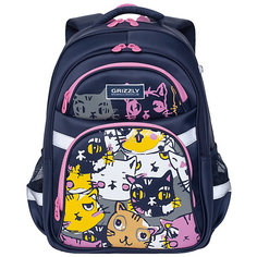 Рюкзак школьный Grizzly, коты цветные