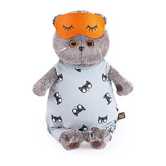 Мягкая игрушка Budi Basa Кот Басик в сером комбинезоне и маске для сна, 19 см