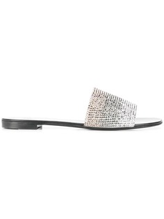 Giuseppe Zanotti шлепанцы с декором из кристаллов