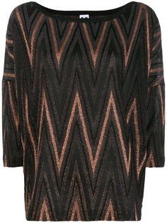 M Missoni трикотажный топ с эффектом металлик и узором зигзаг