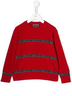 Young Versace knitted logo stripe jumper