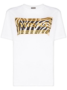 Versace футболка 90-х годов с архивным логотипом и зебровым принтом