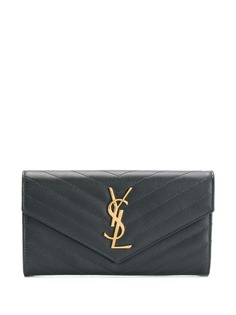 Saint Laurent стеганый кошелек с аппликацией логотипа