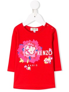 Kenzo Kids топ с цветочным принтом и логотипом