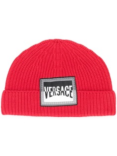 Versace шапка бини с нашивкой-логотипом