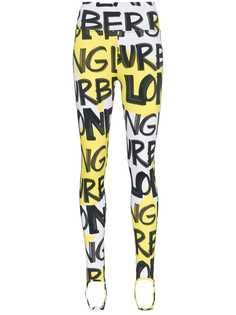 Burberry легинсы со штрипками и принтом