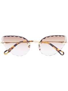 Chloé Eyewear солнцезащитные очки в оправе кошачий глаз с фестонами