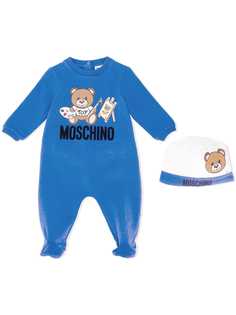 Moschino Kids комплект из пижамы и шапки с принтом