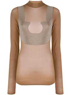 Courrèges sheer high neck T-shirt