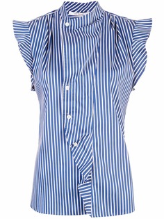 Derek Lam 10 Crosby блузка в полоску с асимметричной планкой и короткими рукавами