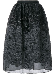 Talbot Runhof фактурная юбка с цветочным принтом