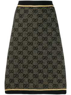 Gucci GG print metallic finish skirt