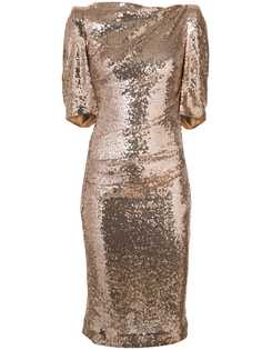 Talbot Runhof приталенное платье с эффектом металлик