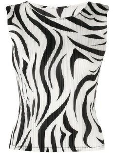 Pleats Please By Issey Miyake zebra-pattern pleated top