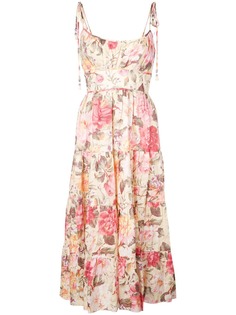 Zimmermann платье миди с цветочным принтом