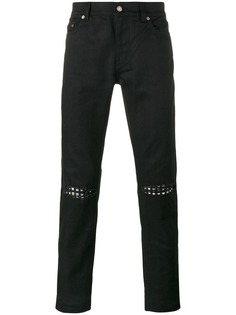Saint Laurent джинсы с заклепками на коленях