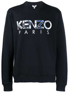 Kenzo свитер в рубчик с круглым вырезом и логотипом