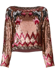 Alberta Ferretti sequin patterned blouse