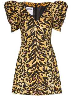 Moschino платье мини с леопардовым принтом и пайетками