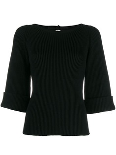 Red Valentino джемпер в рубчик с вырезом-лодочкой