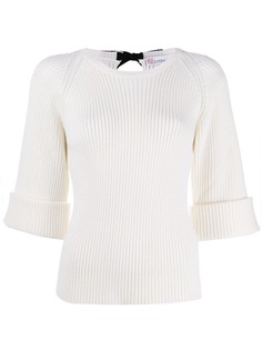 Red Valentino джемпер в рубчик с вырезом-лодочкой