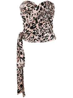 Alexandre Vauthier strapless leopard print top