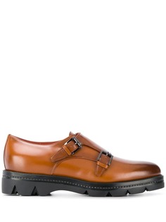 Santoni leather buckle loafers