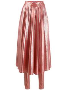 MSGM pleated shine-effect skirt