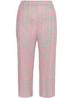 Pleats Please By Issey Miyake printed cropped trousers