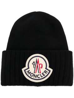 Moncler шапка бини с нашивкой-логотипом
