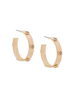 Tory Burch logo studded hoop earrings