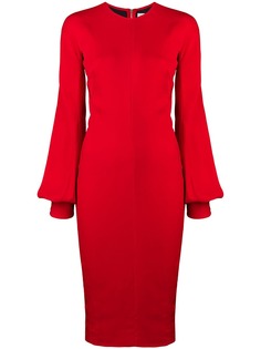 Victoria Beckham приталенное платье-миди с разрезом на рукавах