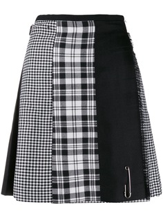 Le Kilt check print panelled skirt