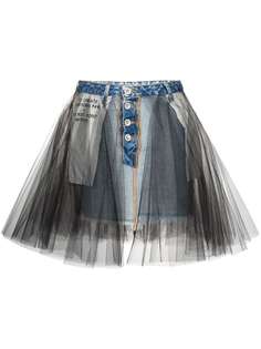 Unravel Project tulle overlay denim skirt