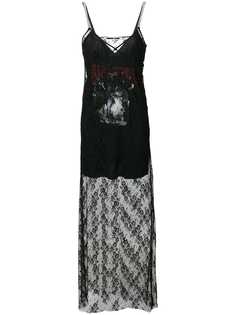 McQ Alexander McQueen платье-комбинация с кружевом и принтом