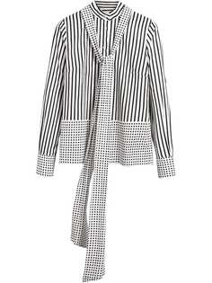 Burberry Spot and Stripe Print Cotton Tie-neck Shirt