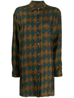 Uma Wang diamond print longline shirt