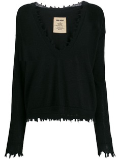 Uma Wang frayed hem V-neck sweater