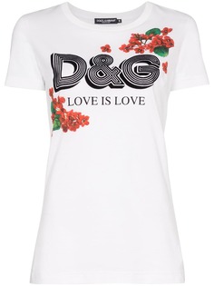 Dolce & Gabbana футболка с цветочным принтом и логотипом