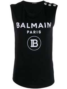 Balmain топ без рукавов с логотипом