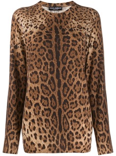 Dolce & Gabbana кашемировый джемпер с леопардовым принтом