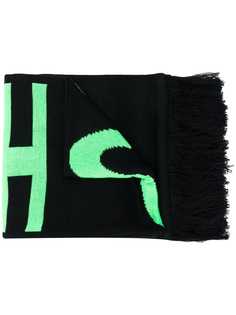 Misbhv intarsia logo fringed scarf