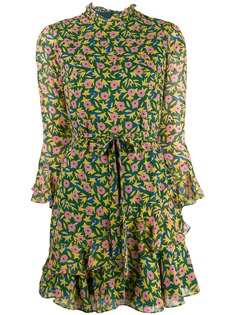 Saloni floral-print ruffled dress