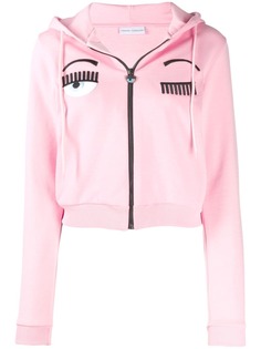 Chiara Ferragni winking cropped hoodie
