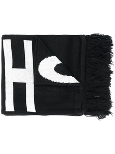 Misbhv intarsia logo fringed scarf