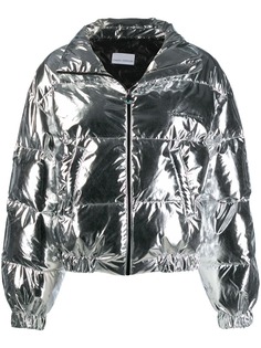 Chiara Ferragni metallic quilted coat