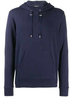 Balmain monogram logo print hoodie